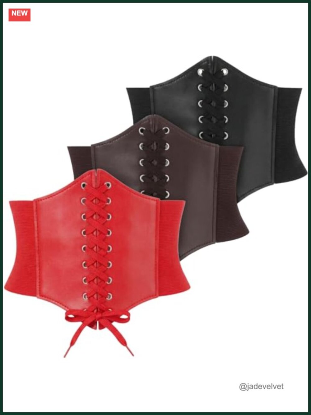 3 Pc Elastic Corset Waist Belt Set Renaissance Tied Costume Cosplay